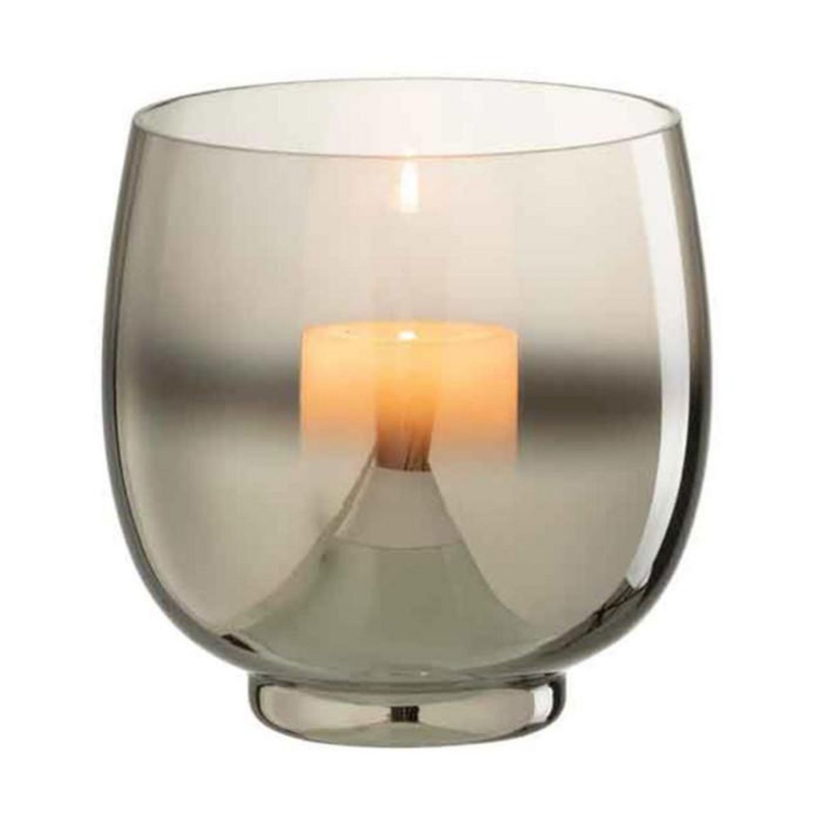 Paris Prix Photophore Rond Déco  Verre Fumé  14cm Gris