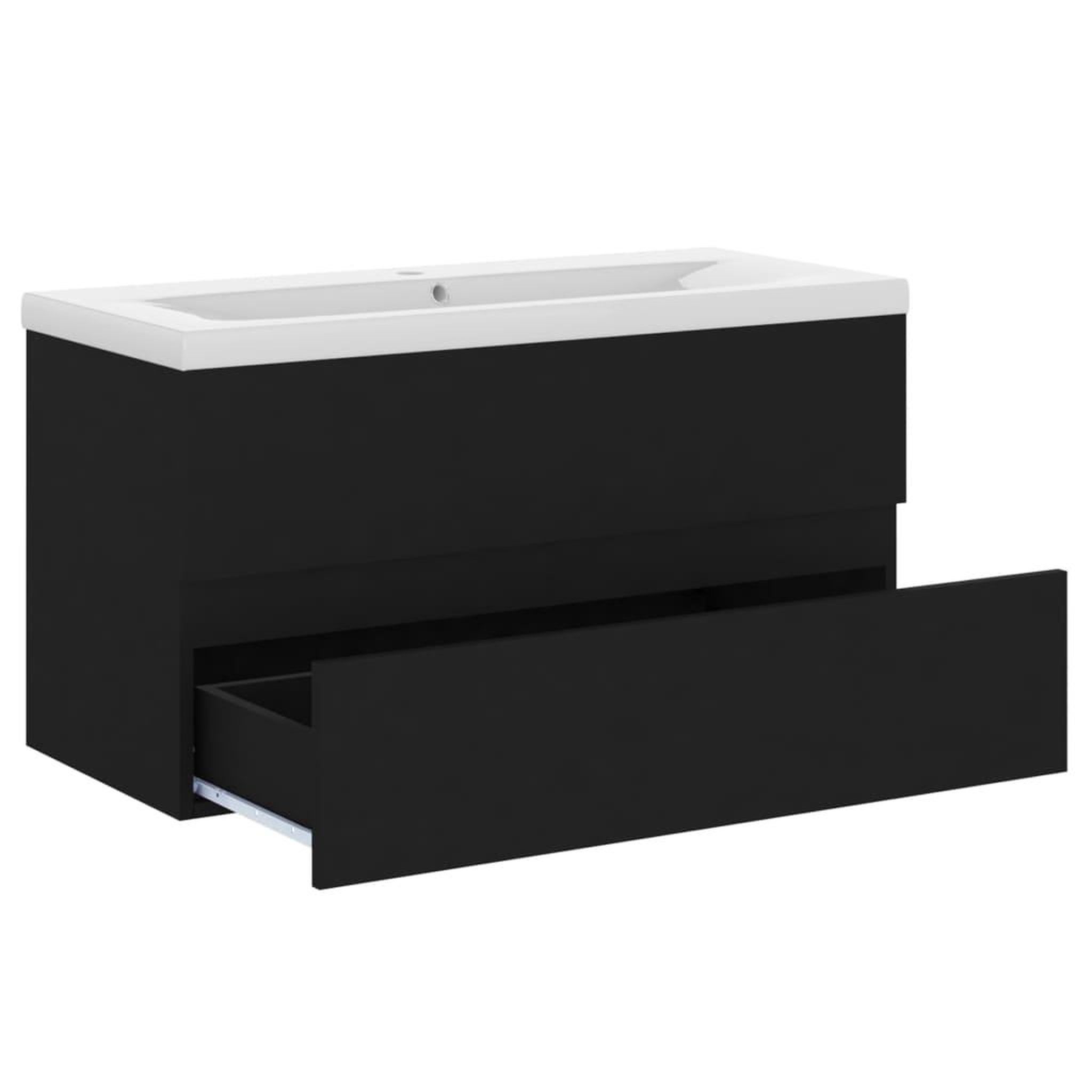 Voir la diapositive 4 : VIDAXL Armoire d'evier avec lavabo integre Noir Bois d'ingenierie