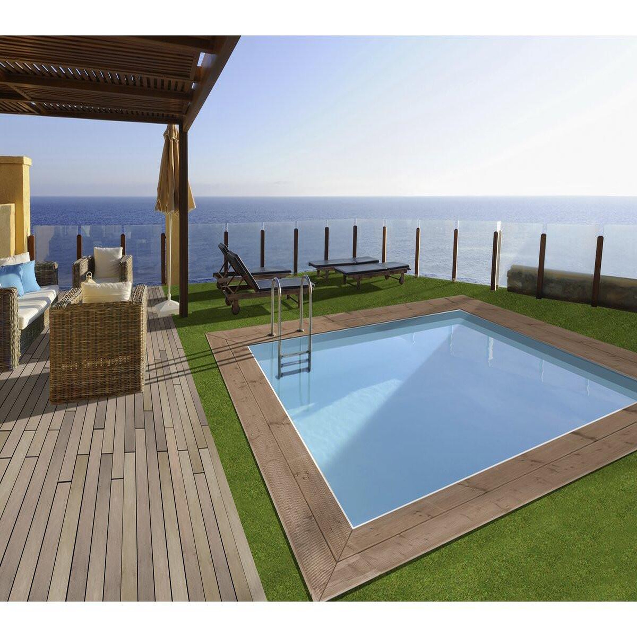 Voir la diapositive 2 : Habitat et Jardin Piscine bois rectangle   zanzibar  - 3,50 x 2,30 x 1,24  m