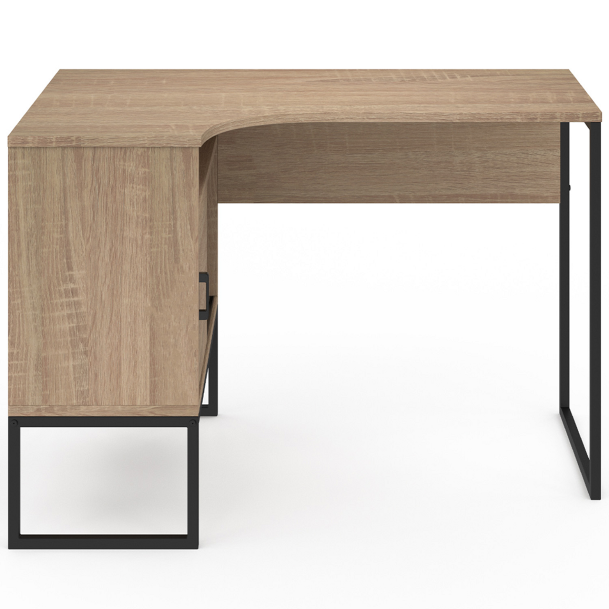 ID MARKET Bureau d'angle ROB façon hêtre et noir niche de rangement et porte design industriel