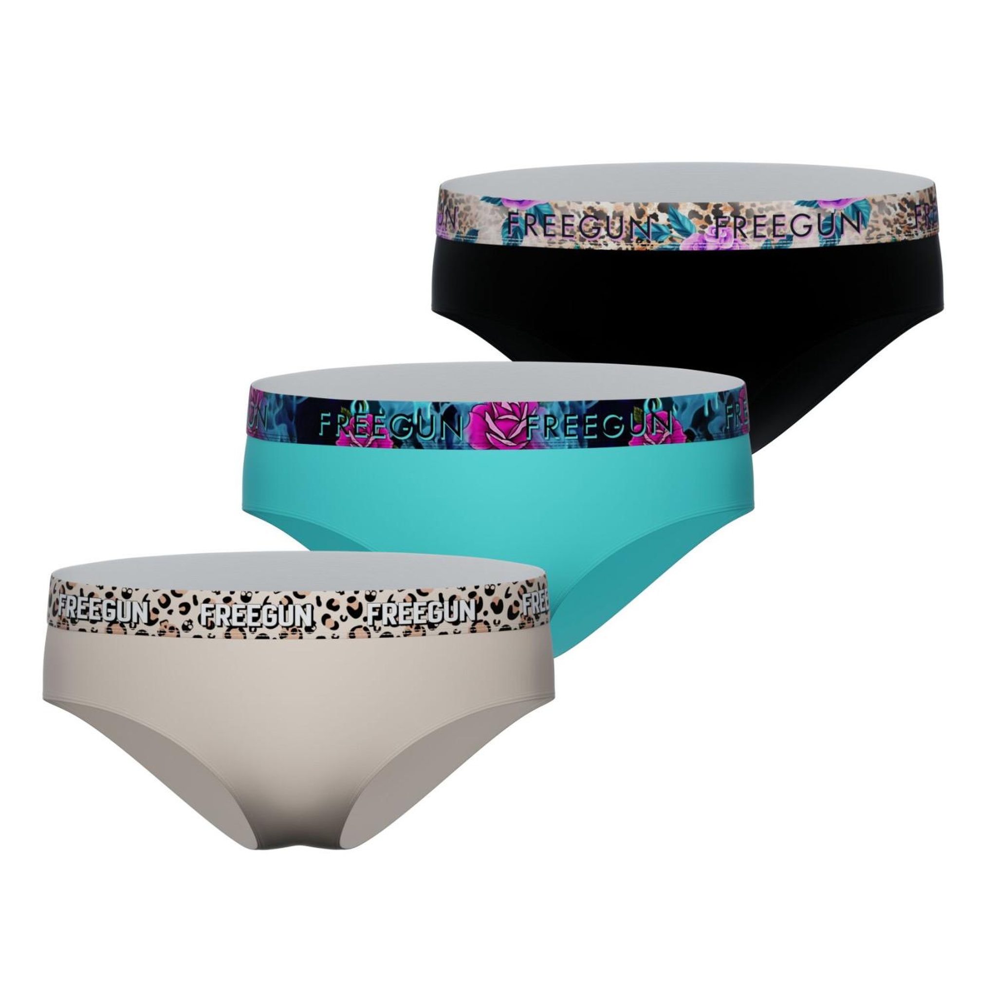 FREEGUN Lot  3 culottes fille en coton uni et ceinture imprimée. Coloris disponibles : Bleu