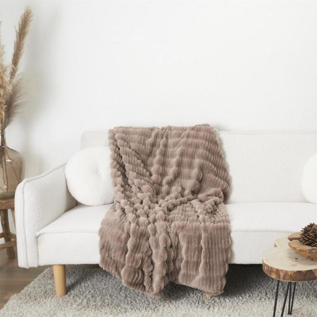 Paris Prix Plaid Imitation Fourrure  Opulence  120x150cm Taupe