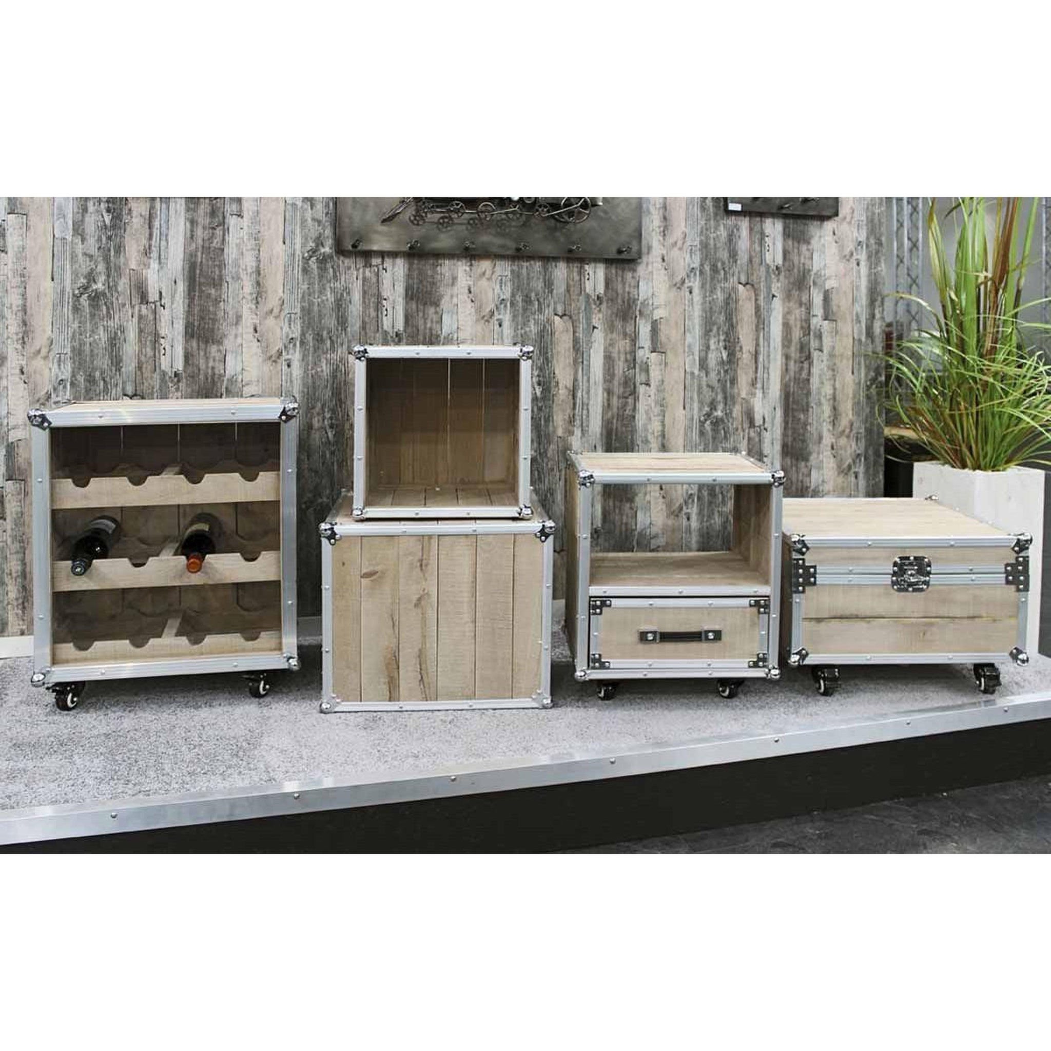 Voir la diapositive 6 : Paris Prix Lot de 2 Tables d'Appoint  Mallette  47cm Naturel