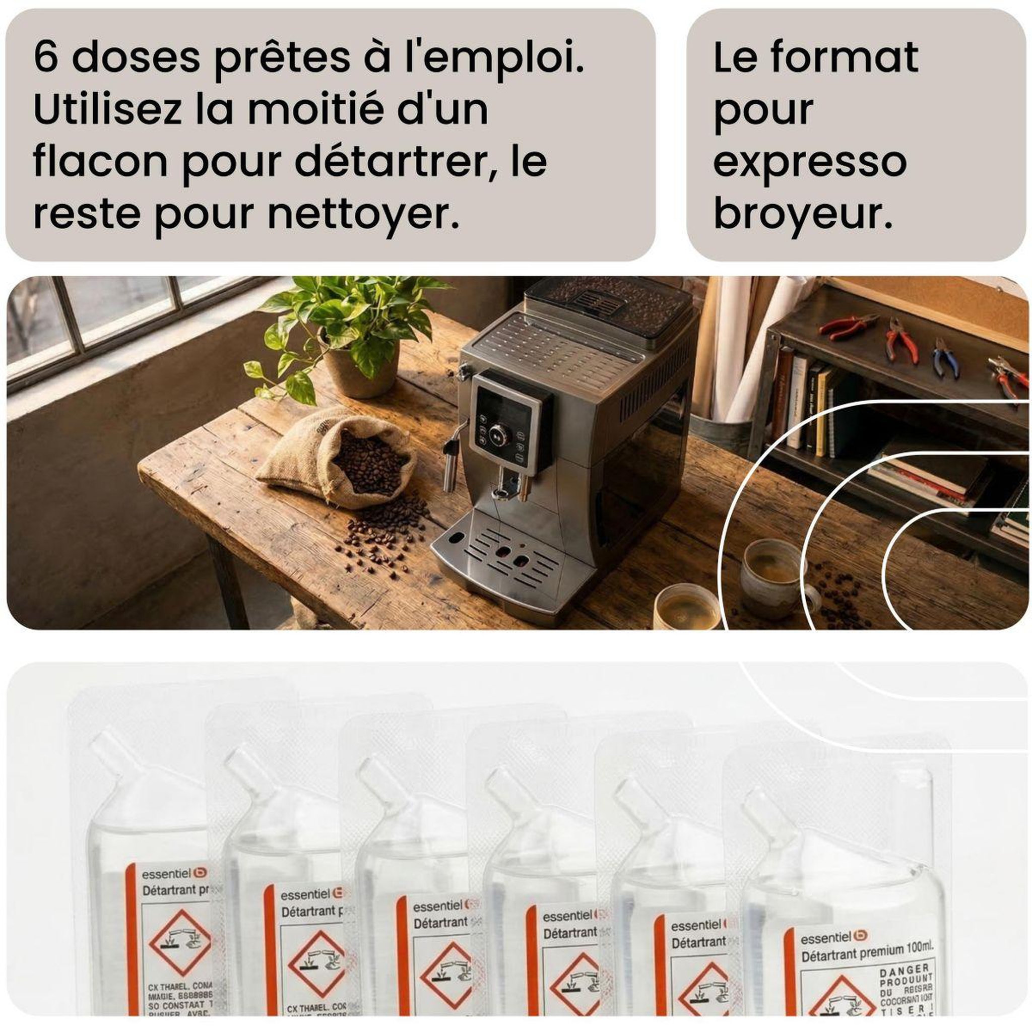 Voir la diapositive 4 : ESSENTIEL B Détartrant premium 6x100ml - idéal expresso broyeur - efficace contre le calcaire