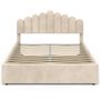 Voir la diapositive 3 : ID MARKET Lit coffre double NOELIE avec tête de lit et sommier 140 x 190 cm velours beige