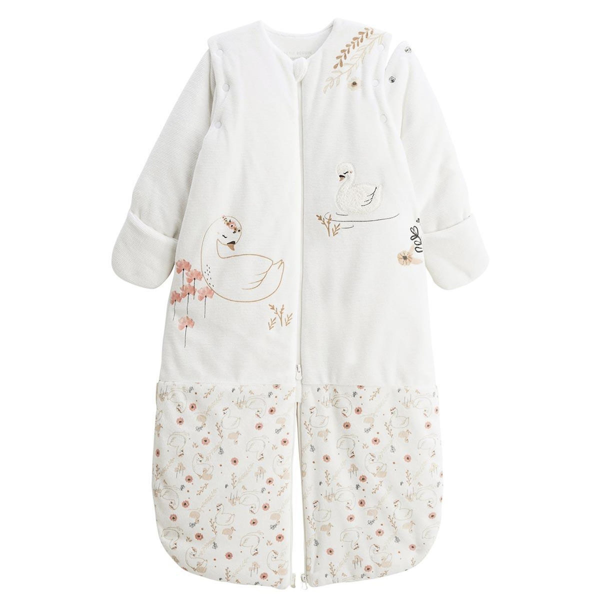 Petit Béguin Turbulette d'hiver en velours avec manches amovibles et jambes séparables Perle