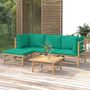 Voir la diapositive 1 : VIDAXL Salon de jardin 5 pcs avec coussins vert bambou