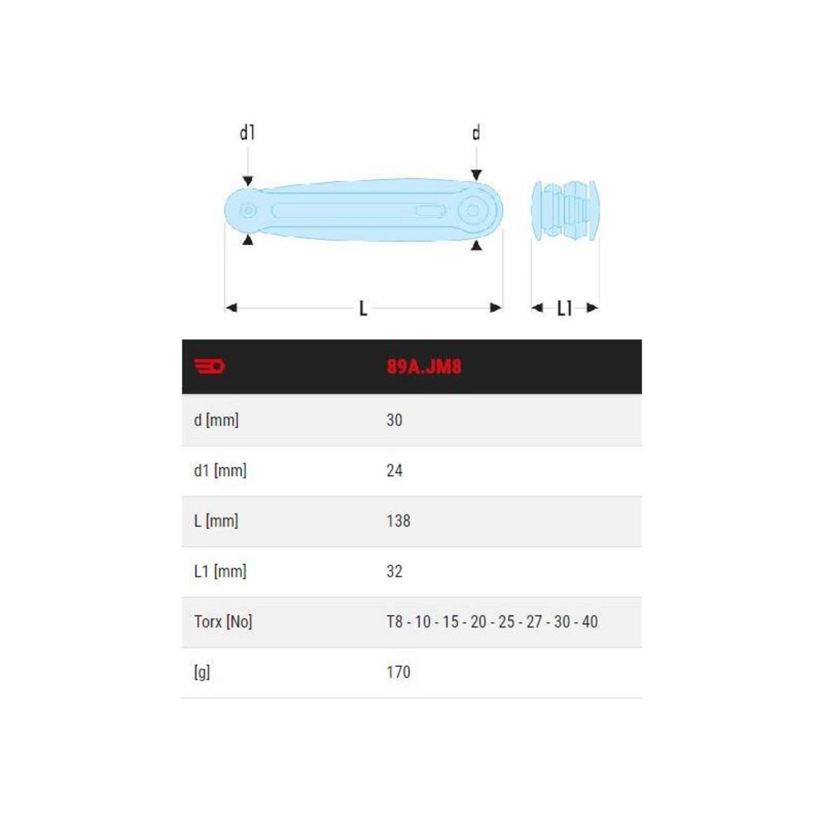 FACOM Jeu de 8 clés mâles Torx® sur monture FACOM 89A.JM8