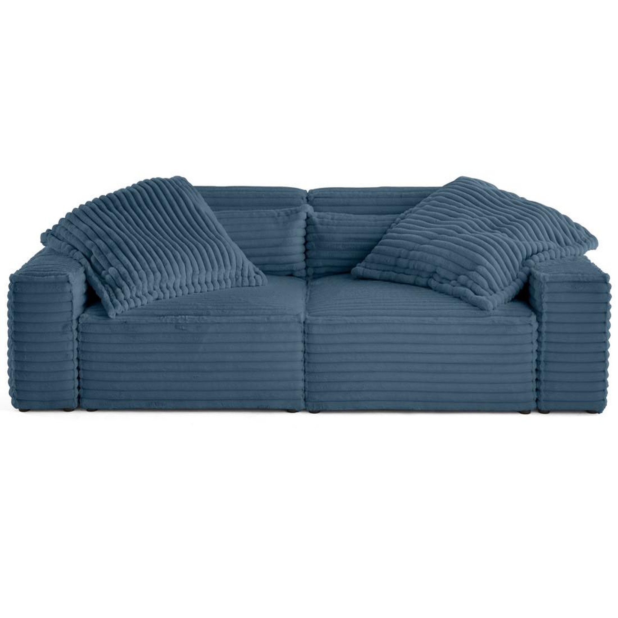Voir la diapositive 1 : LISA DESIGN Richie - canapé droit 3 places avec double méridienne - assise profonde - en fausse fourrure côtelée