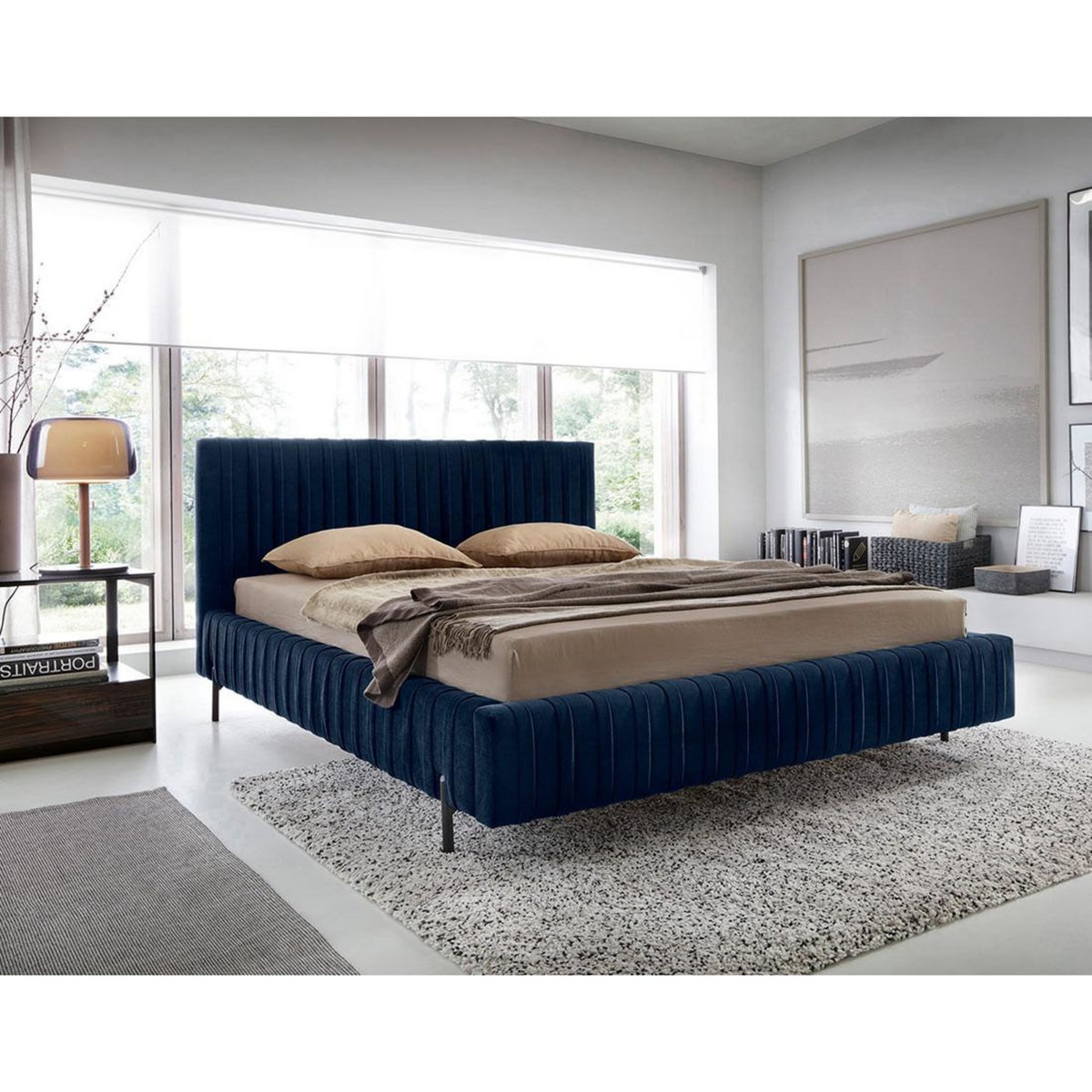 LISA DESIGN Flavio - lit coffre - 160x200 cm - sommier inclus - en velours