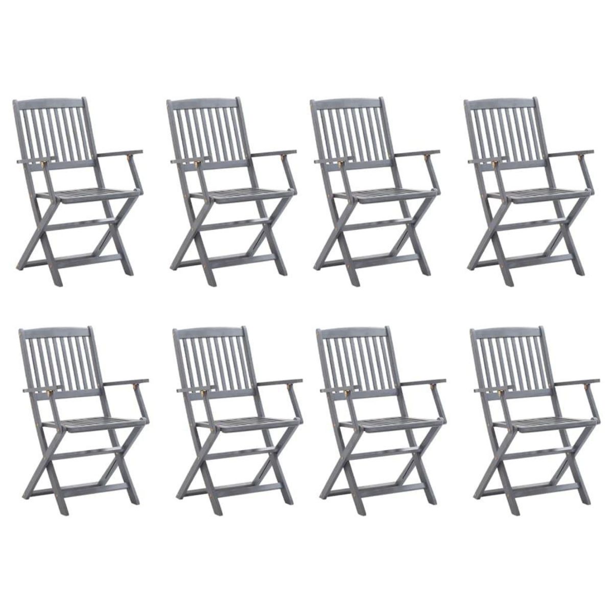 VIDAXL Chaises pliables d'exterieur lot de 8 et coussins Bois d'acacia