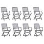 Voir la diapositive 2 : VIDAXL Chaises pliables d'exterieur lot de 8 et coussins Bois d'acacia