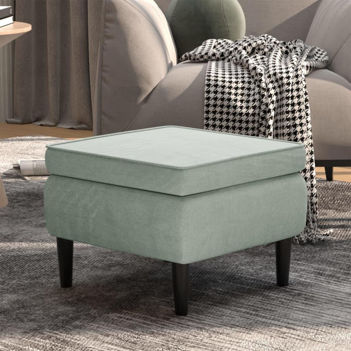 VIDAXL Tabouret avec pieds en bois Gris clair Velours