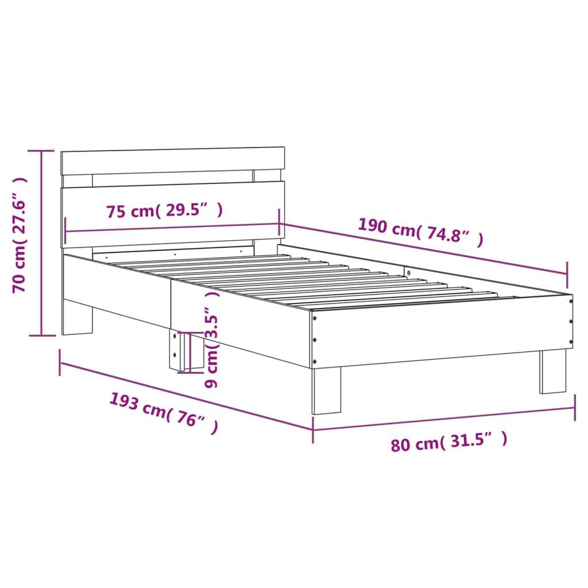 Voir la diapositive 6 : VIDAXL Cadre de lit sans matelas avec lumieres LED noir 75x190 cm