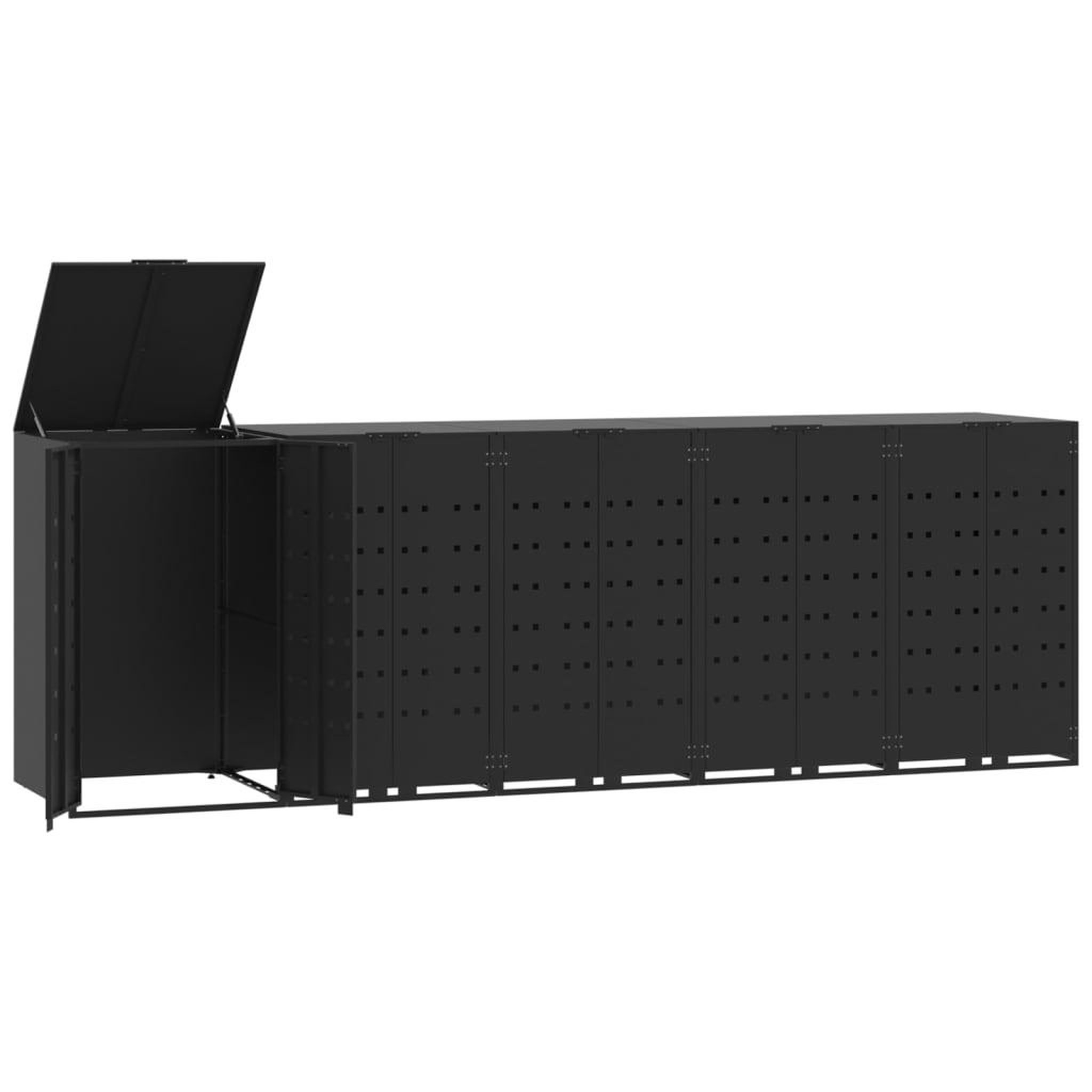 Voir la diapositive 2 : VIDAXL Rangement a roulettes pour poubelles pour 5 bacs noir acier