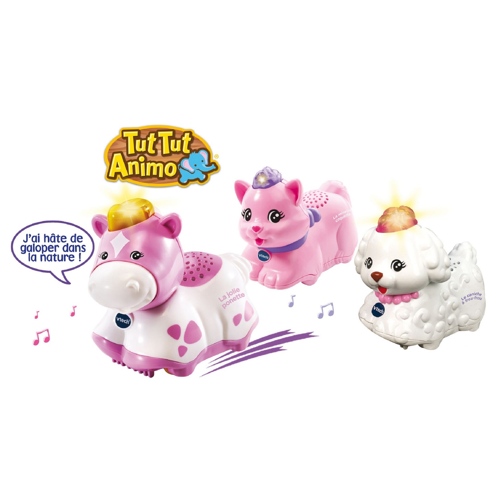 Coffret Tut Tut Animo Bisous – 3 Animaux à Roulettes Chat Chien Vache – Jouets Musicaux Et Sonores Dès 1 An – Cadeau Enfant Fille Garçon – Version Française