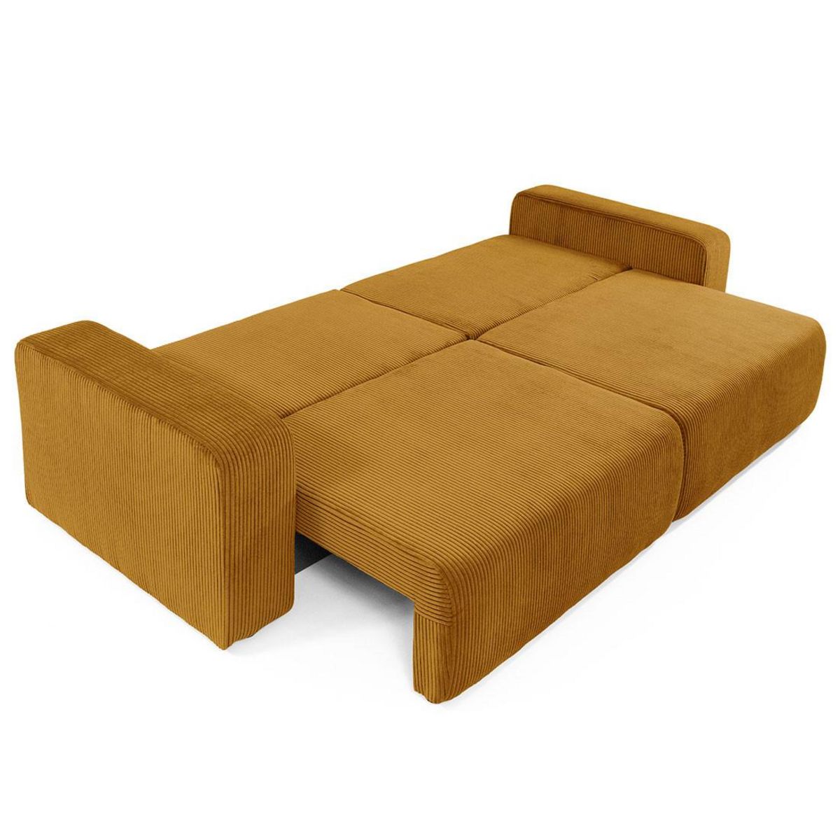 BEST MOBILIER Artemisa - canapé droit 3 places convertible avec coffre en velours côtelé