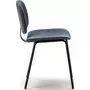 HOMIFAB Lot de 2 chaises en velours côtelé bleu piètement noir - Liv
