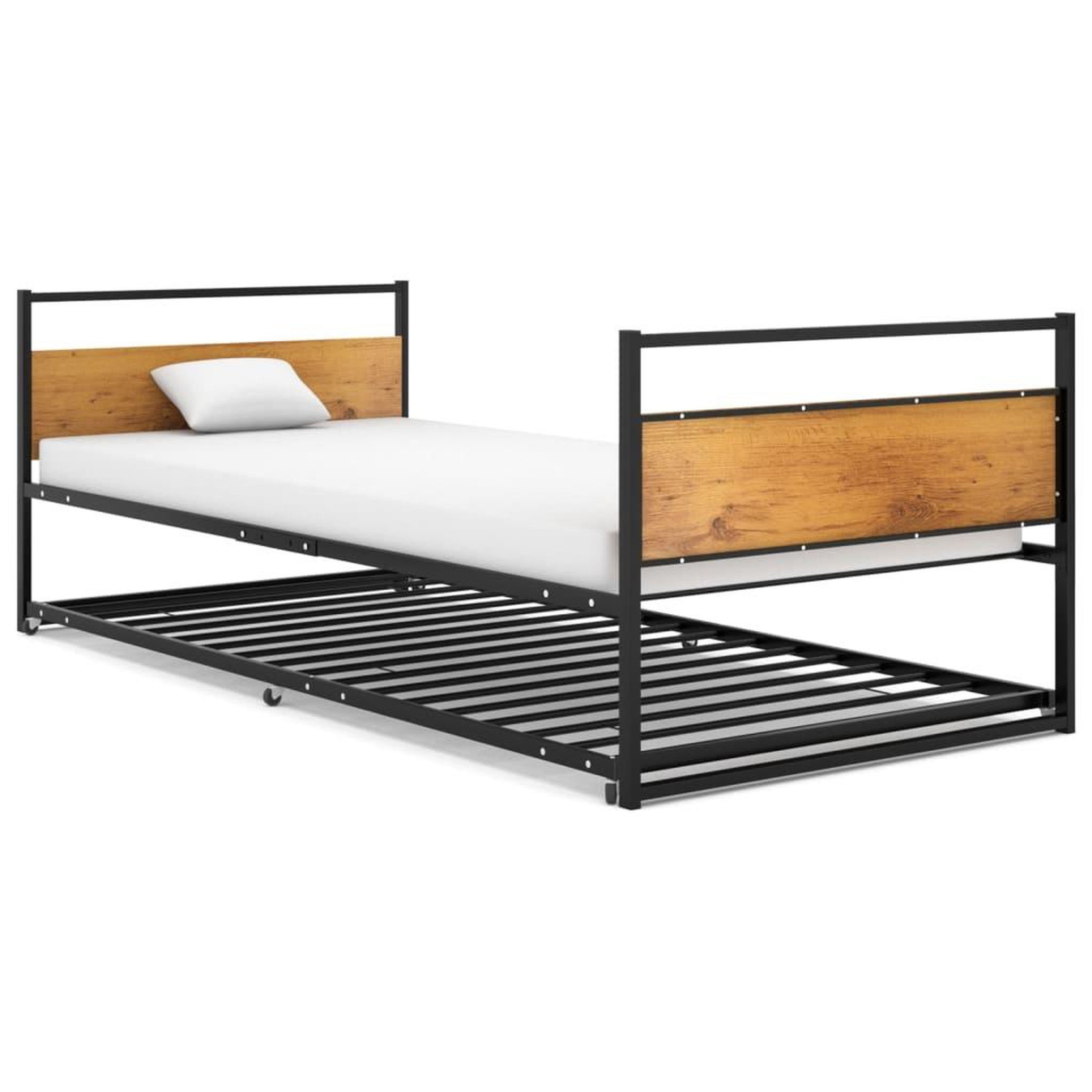 Voir la diapositive 1 : VIDAXL Cadre de lit extensible Noir Metal 90x200 cm