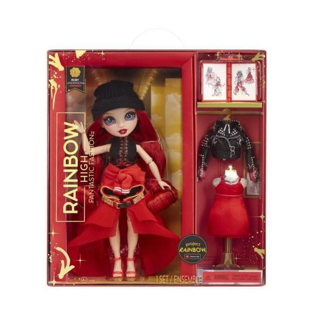 Rainbow Rainbow High Tentpole PR Theme Doll - RED - 1 robe de Gala et 1 tenue decontractée + accessoires et carnet de croquis