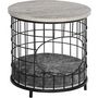 Voir la diapositive 1 : PAWHUT Panier chat cosy grand confort table basse 2 en 1 coussin amovible acier noir panneaux particules aspect bois gris
