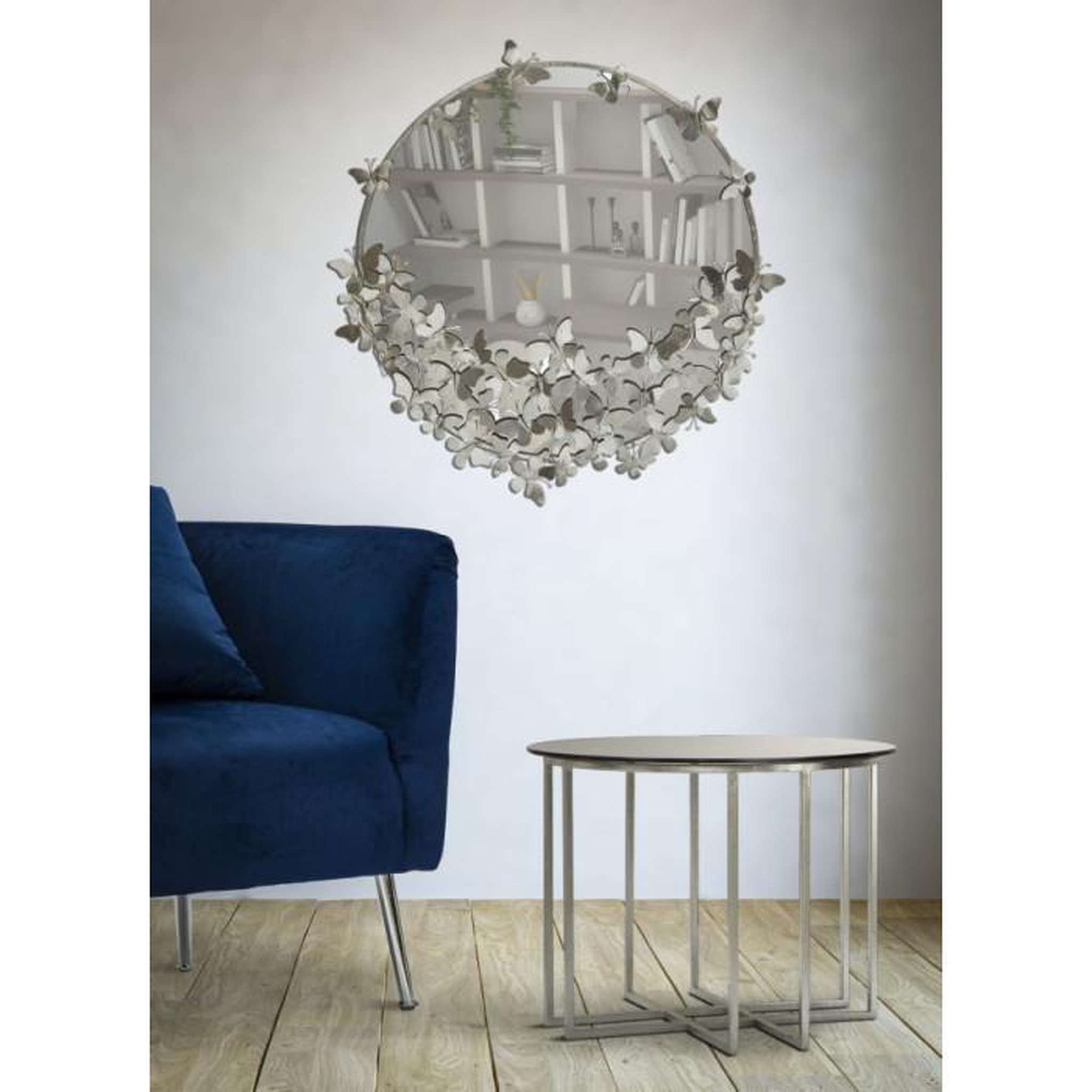 Voir la diapositive 6 : Paris Prix Miroir Mural Design  Butterfly  94cm Argent