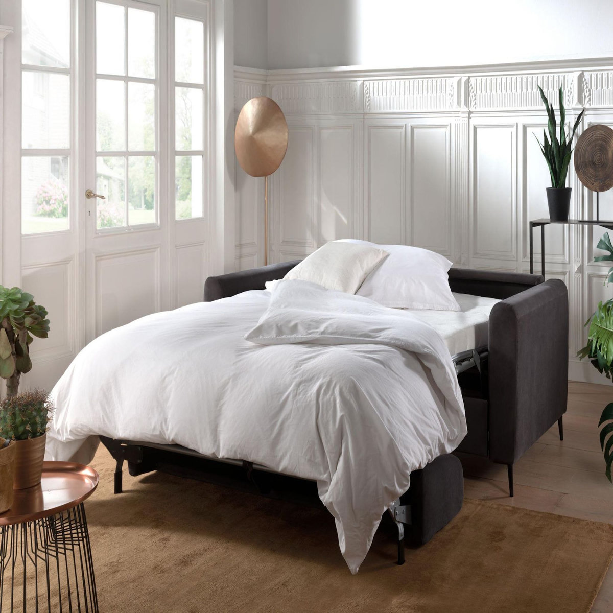 LISA DESIGN Owen - canapé 3 places convertible express couchage quotidien 140 cm matelas 12 cm en velours