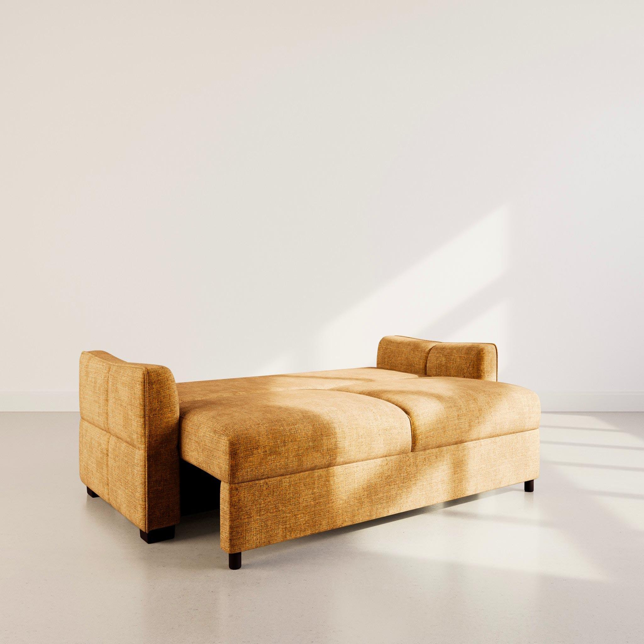 Voir la diapositive 4 : BEST MOBILIER Anatole - canapé droit 3 places convertible avec coffre en velours texturé