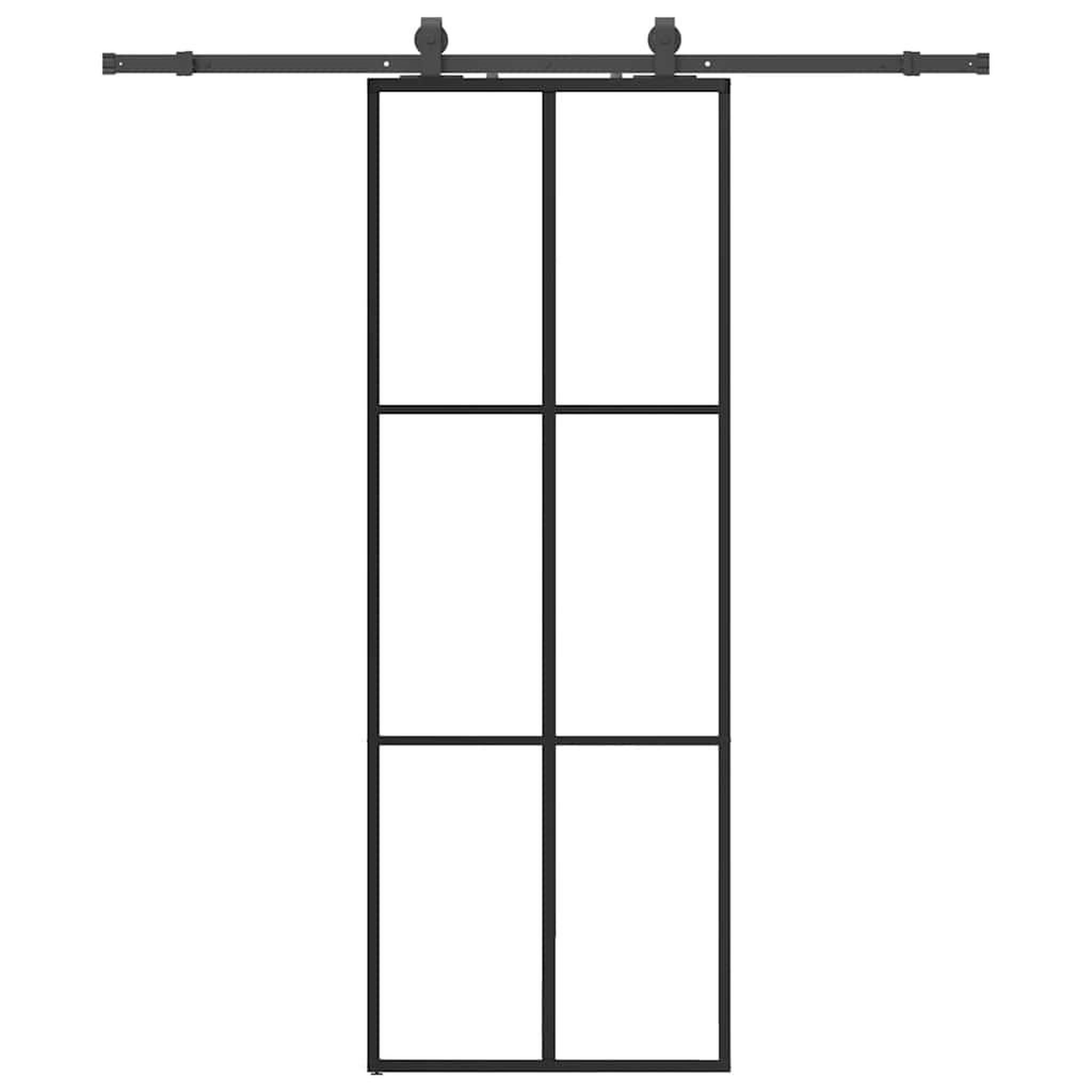 Voir la diapositive 2 : VIDAXL Porte coulissante kit de quincaillerie noir 76x205 cm verre ESG