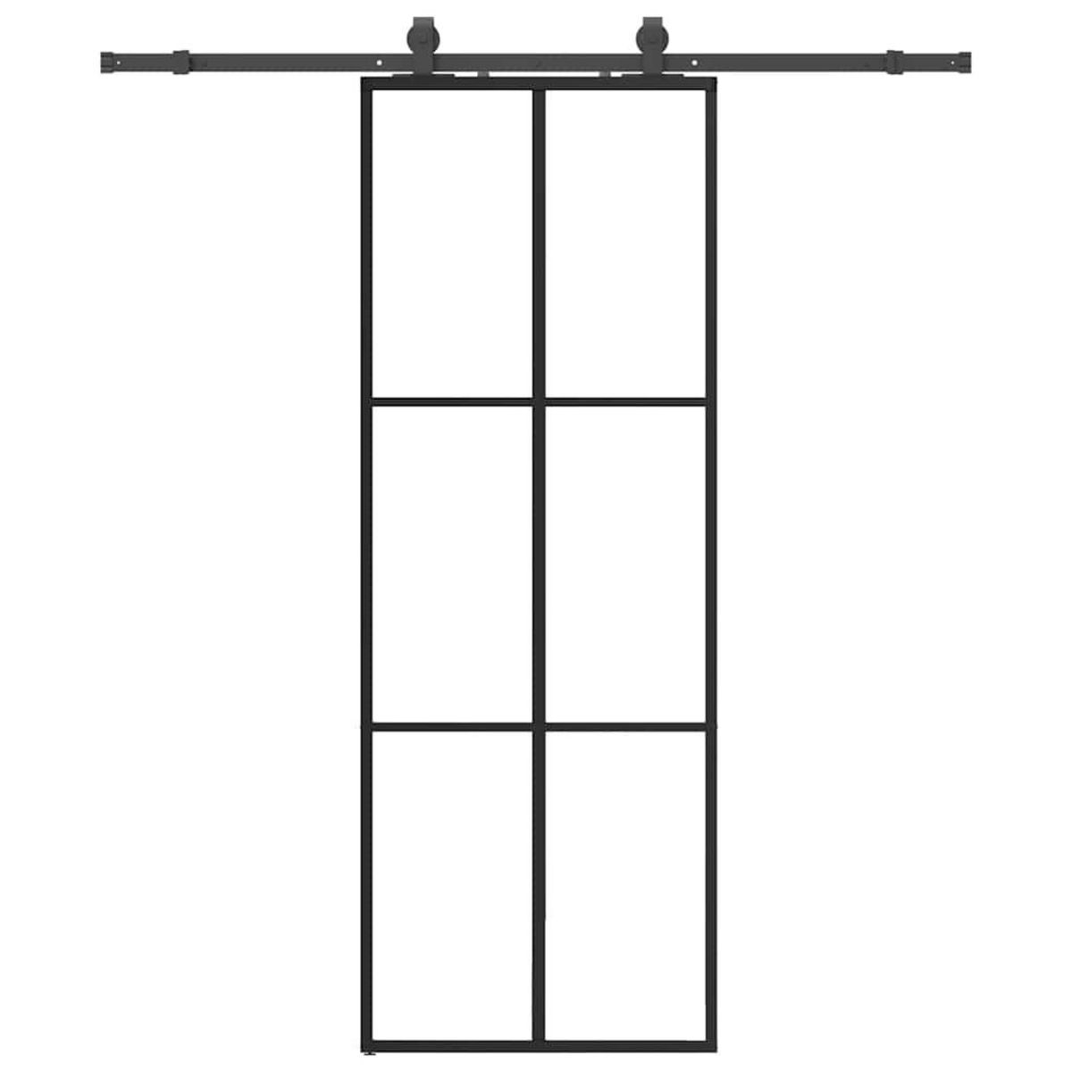VIDAXL Porte coulissante kit de quincaillerie noir 76x205 cm verre ESG