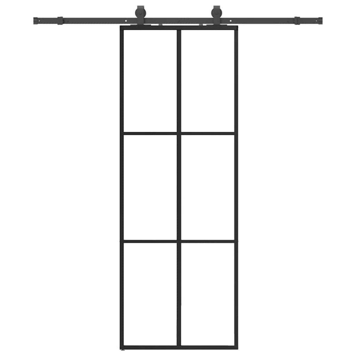 VIDAXL Porte coulissante kit de quincaillerie noir 76x205 cm verre ESG