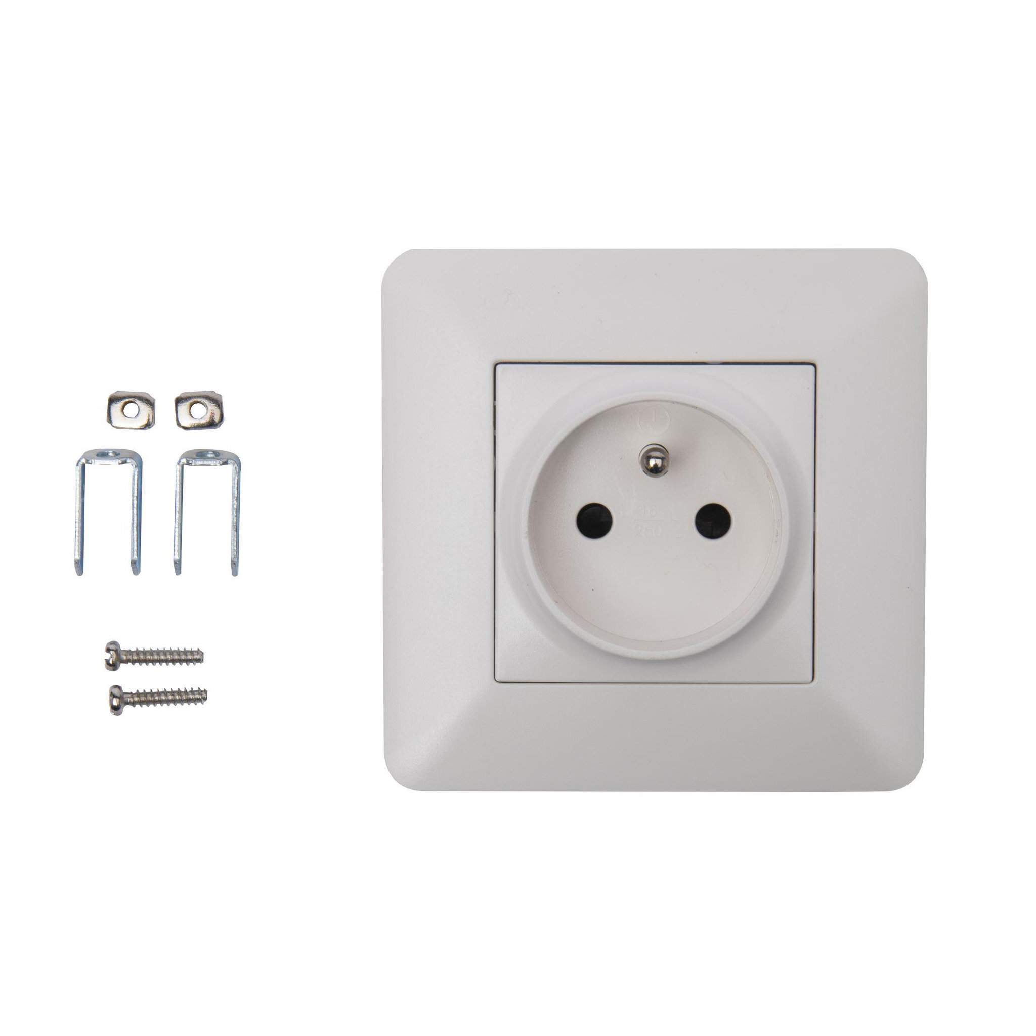 ZENITECH Prise 2 pôles + Terre 16A simple Blanc - Artezo
