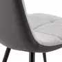 VS VENTA-STOCK Pack de 2 chaises Prada, tissu et simili cuir Gris