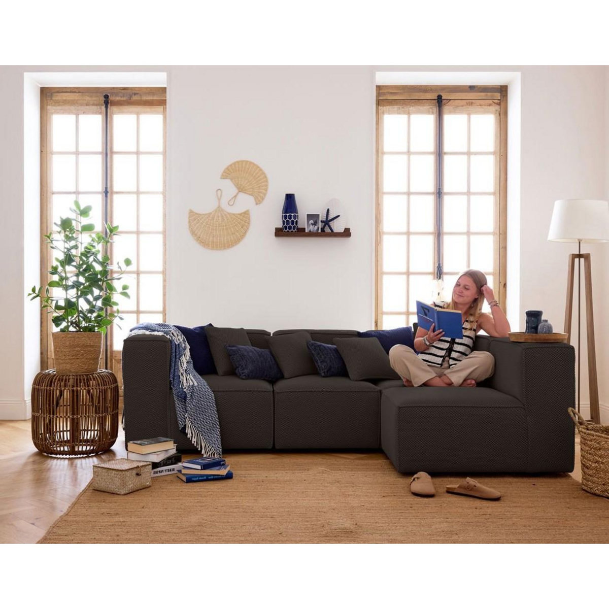 LISA DESIGN Arty - module d'assise gauche - en tissu mailles 3d