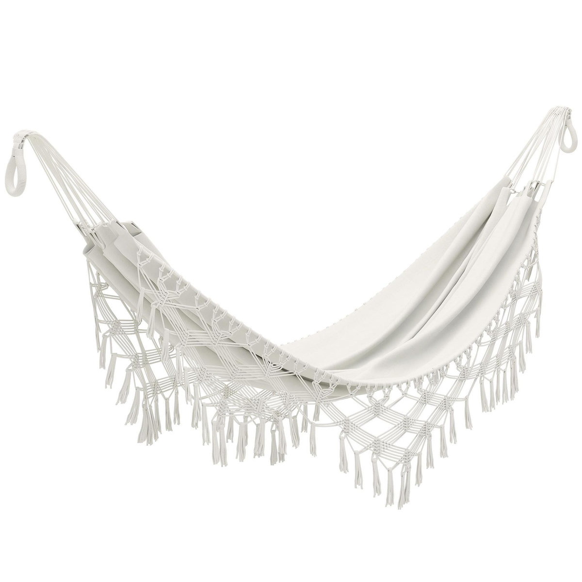 OUTSUNNY Hamac de voyage portable style bohème chic toile de hamac dim. totales 2,88L x 1,5l m coton polyester beige