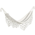 OUTSUNNY Hamac de voyage portable style bohème chic toile de hamac dim. totales 2,88L x 1,5l m coton polyester beige