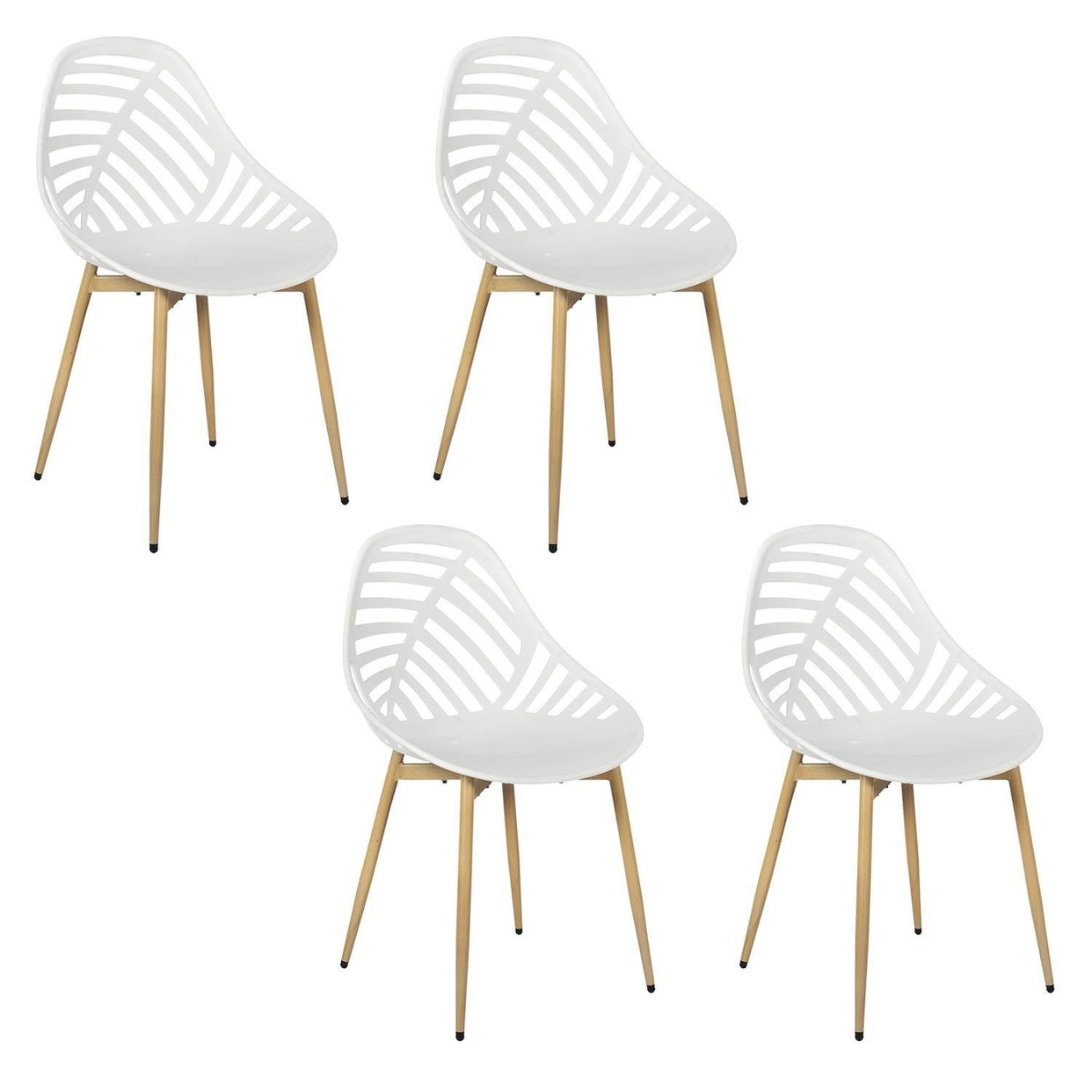The Home Deco Factory Lot de 4 chaises ajourées ALAMEDA. Coloris disponibles : Marron, Vert, Blanc