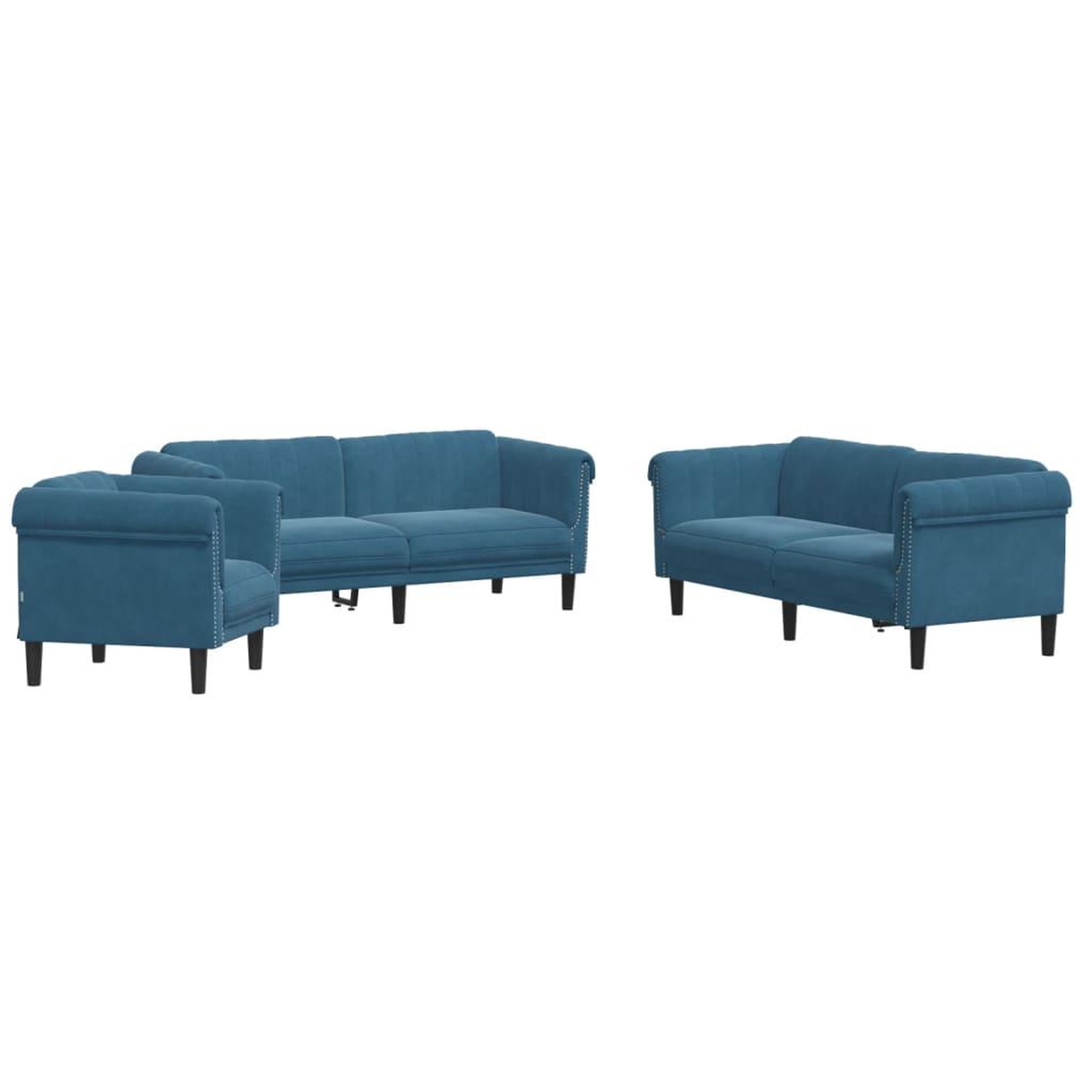 Voir la diapositive 2 : VIDAXL Ensemble de canapes 3 pcs bleu velours
