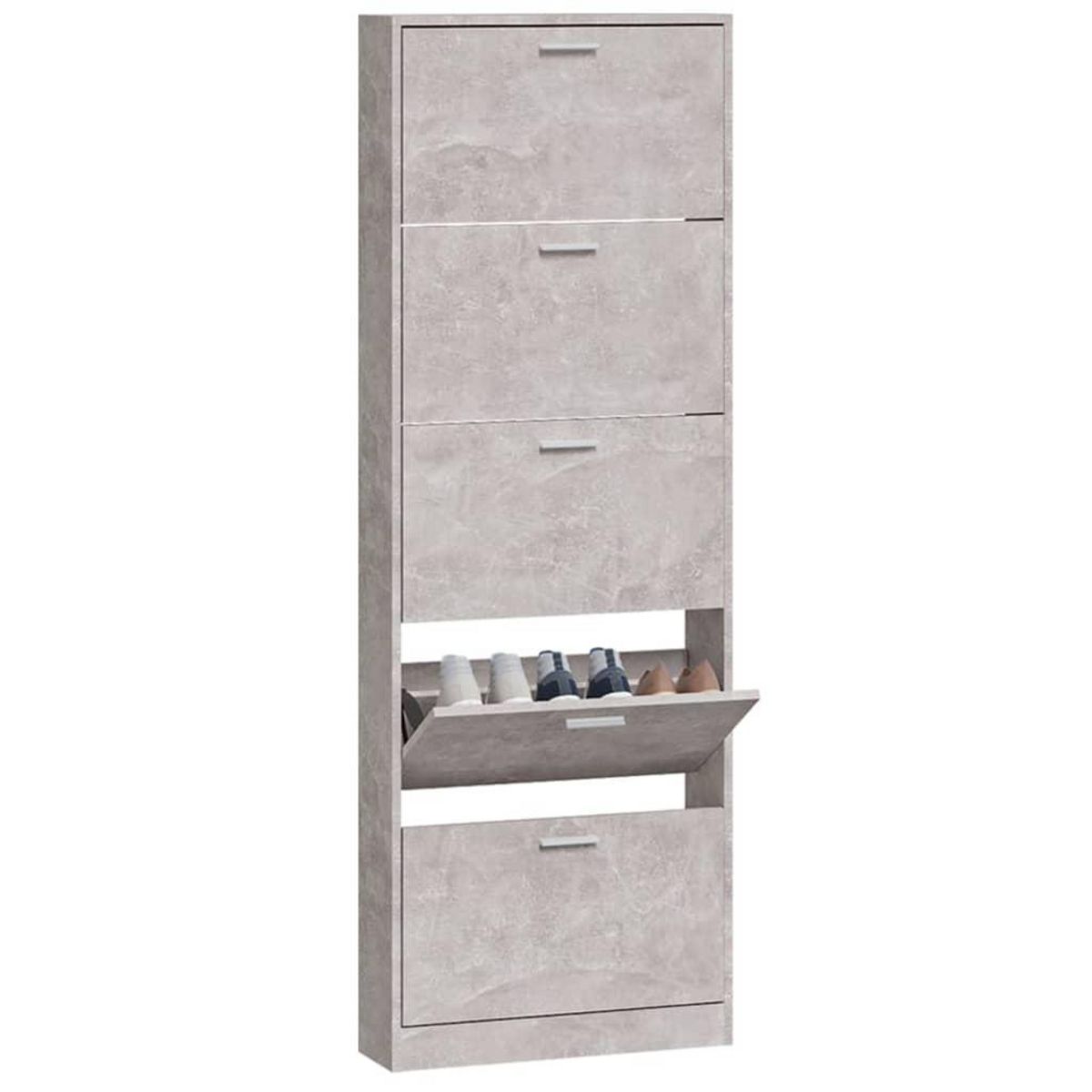 VIDAXL Armoire a chaussures Gris beton 59x17x169 cm Bois d'ingenierie