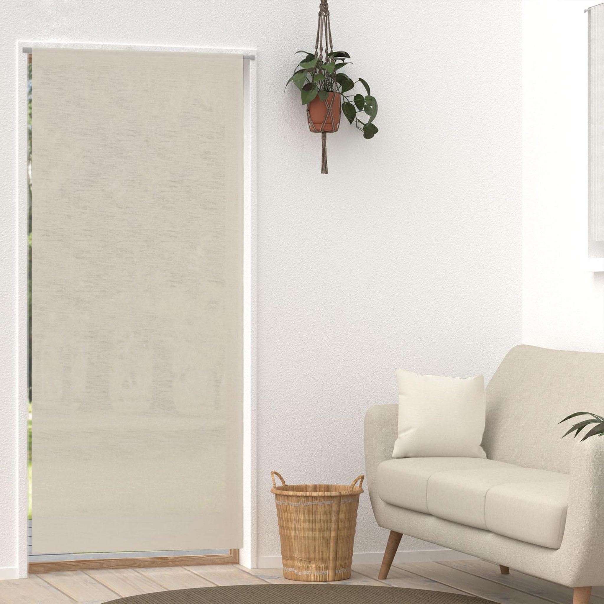 SOLEIL D'OCRE Voilage lin pour porte fenêtre LINEN, par Soleil d'Ocre. Coloris disponibles : Beige, Blanc