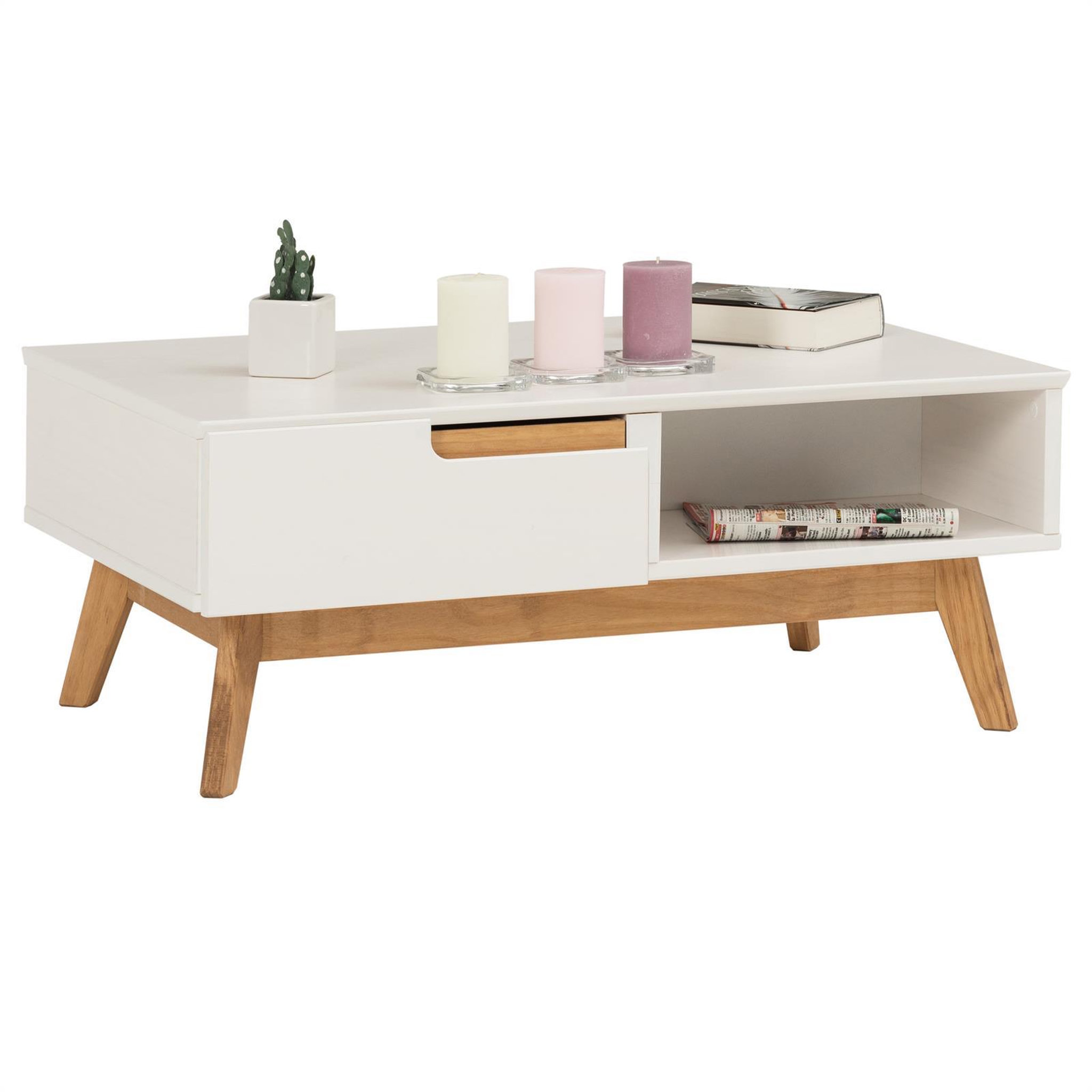 Voir la diapositive 6 : IDIMEX Table basse tibor, 2 tiroirs et 2 niches