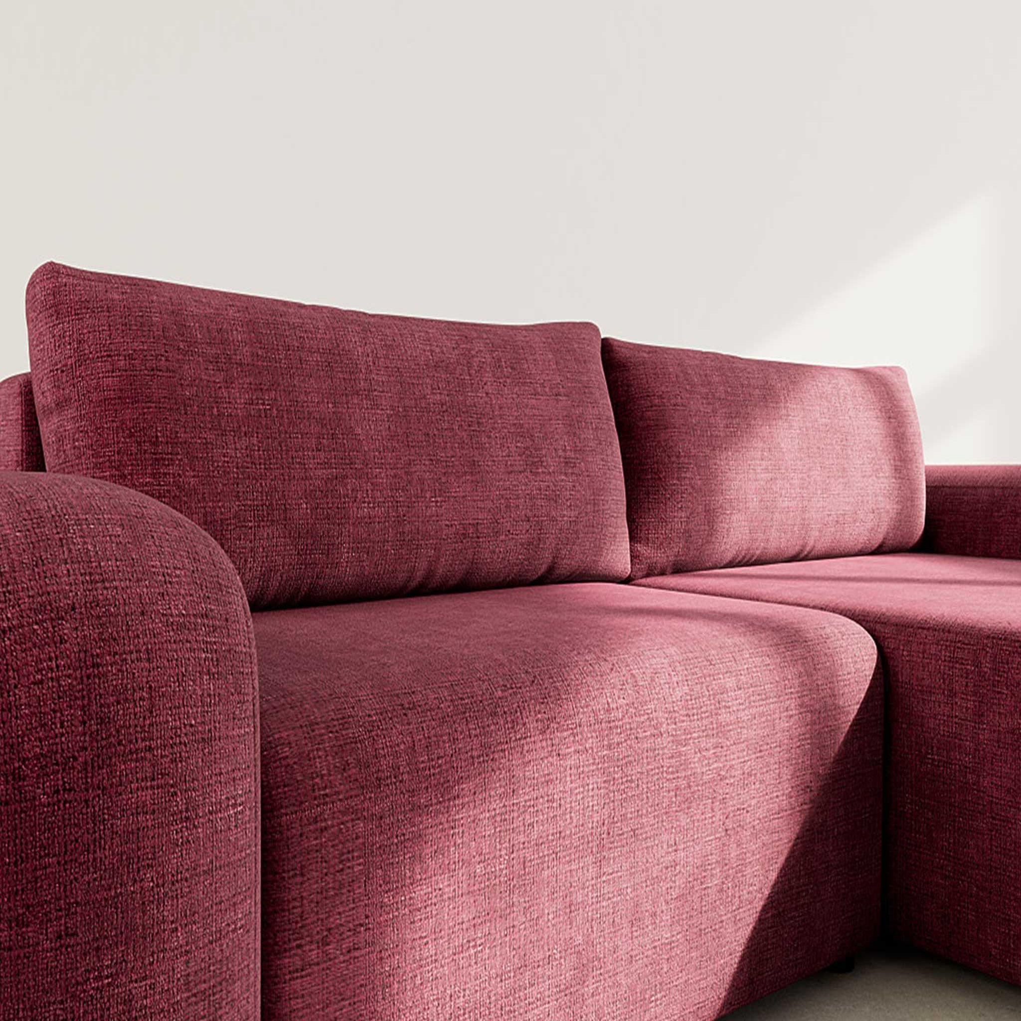 Voir la diapositive 4 : BEST MOBILIER Rebecca - canapé d'angle droit 4 places convertible avec coffre en velours texturé