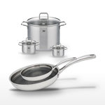 ELO Lot 2 Poêles 24/28cm et 3 Faitouts 12/14/26cm Elo Relief Evolution