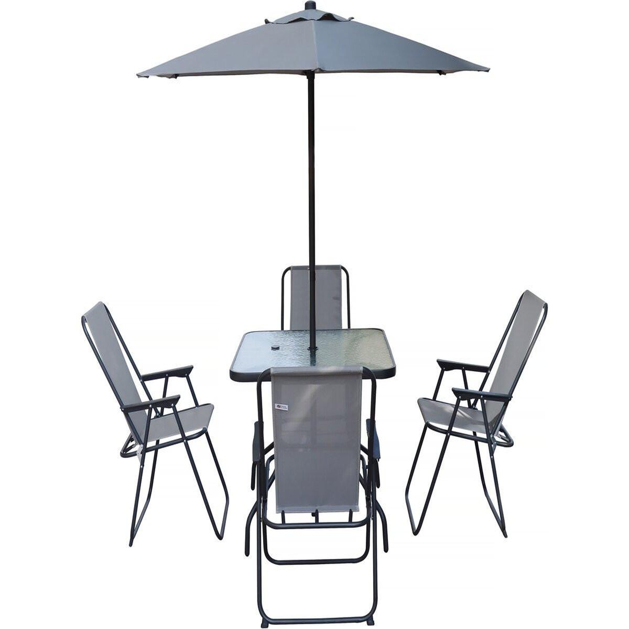 Habitat et Jardin Table et chaises de jardin avec parasol en métal  convivia  - 4 places - gris clair