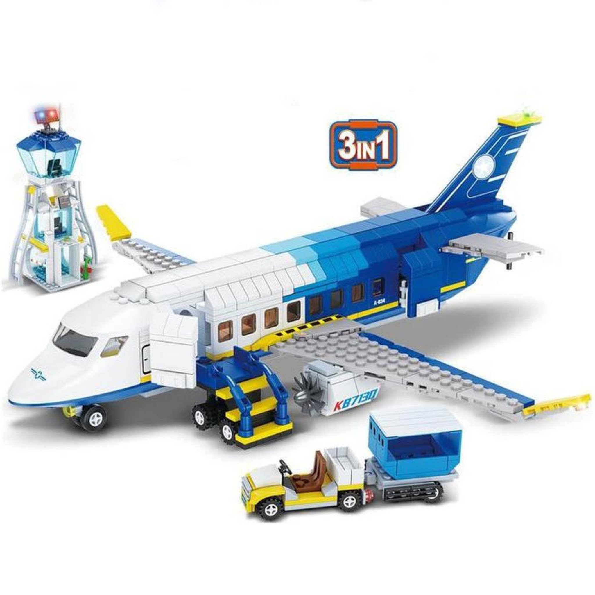 Jouet de construction STEM 3 en 1 Aéroport réaliste transformable 713 pièces ABS non toxique