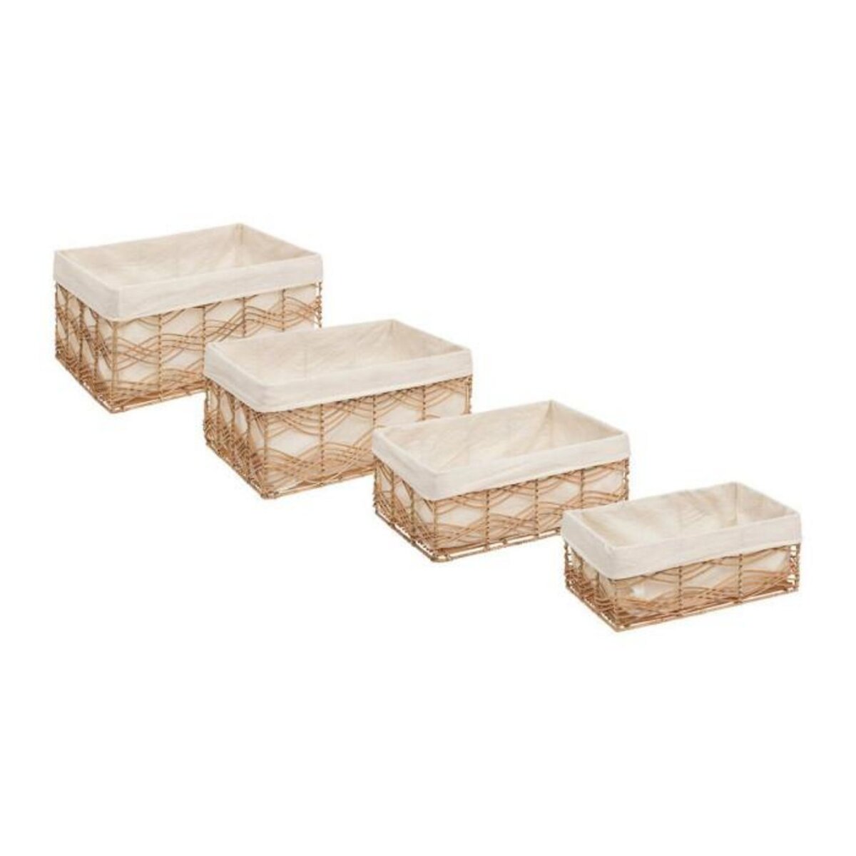 ATMOSPHERA Lot de 4 Cagettes en Rotin  Rosy  48cm Naturel