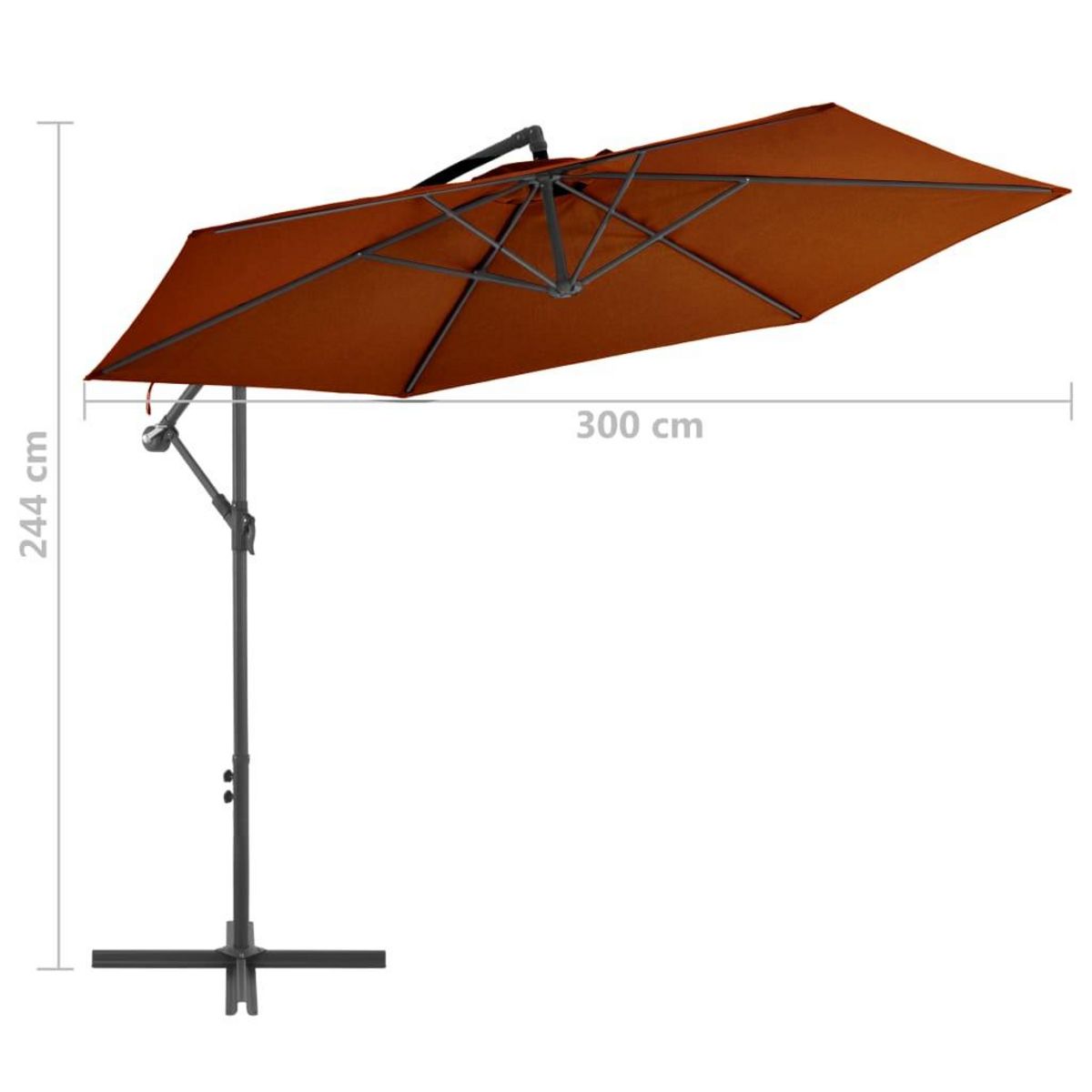 VIDAXL Parasol de jardin en porte-a-faux avec mat en aluminium