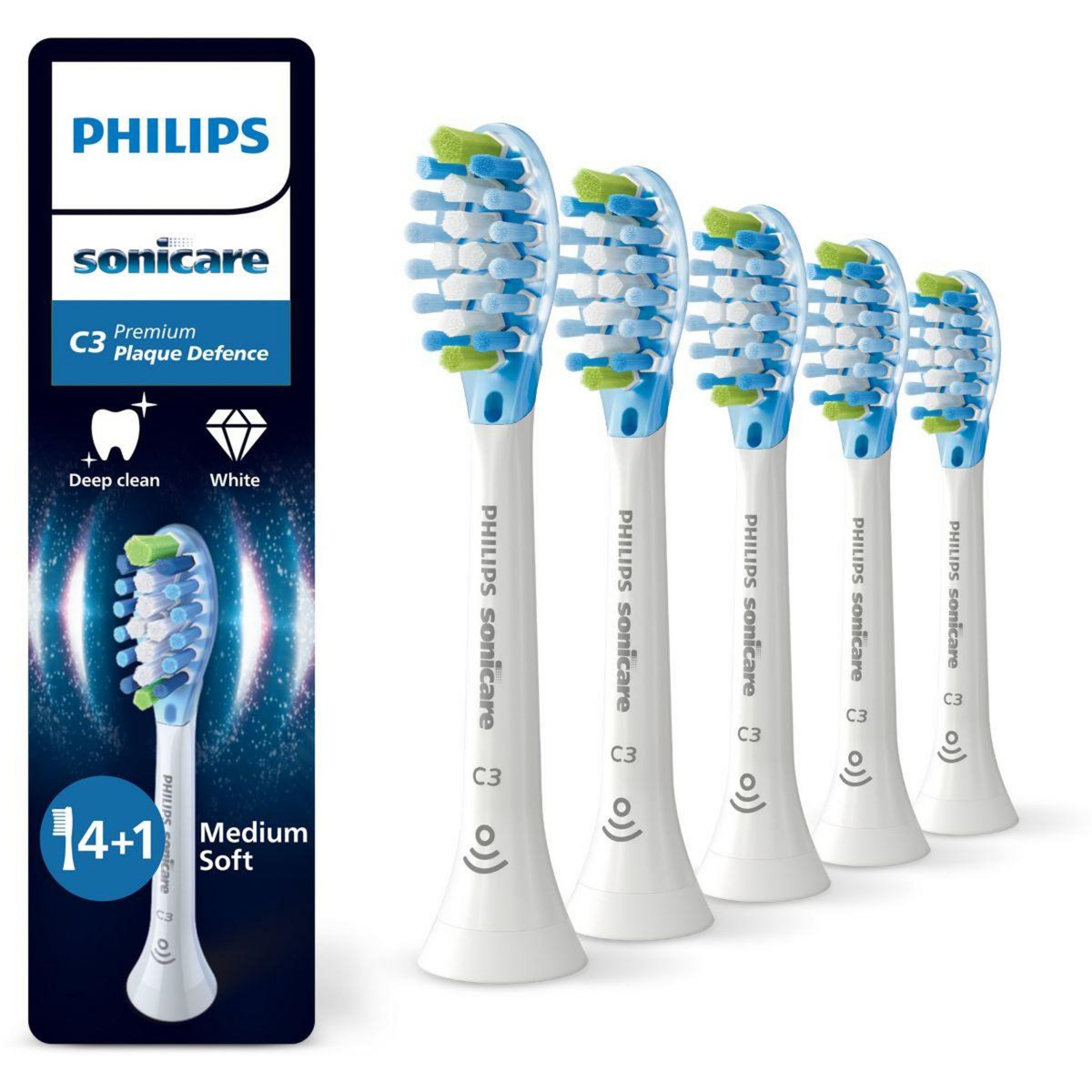 Philips Brossette dentaire Sonicare lot de 5 - HX9045/87 white Premium Plaque Defence C3
