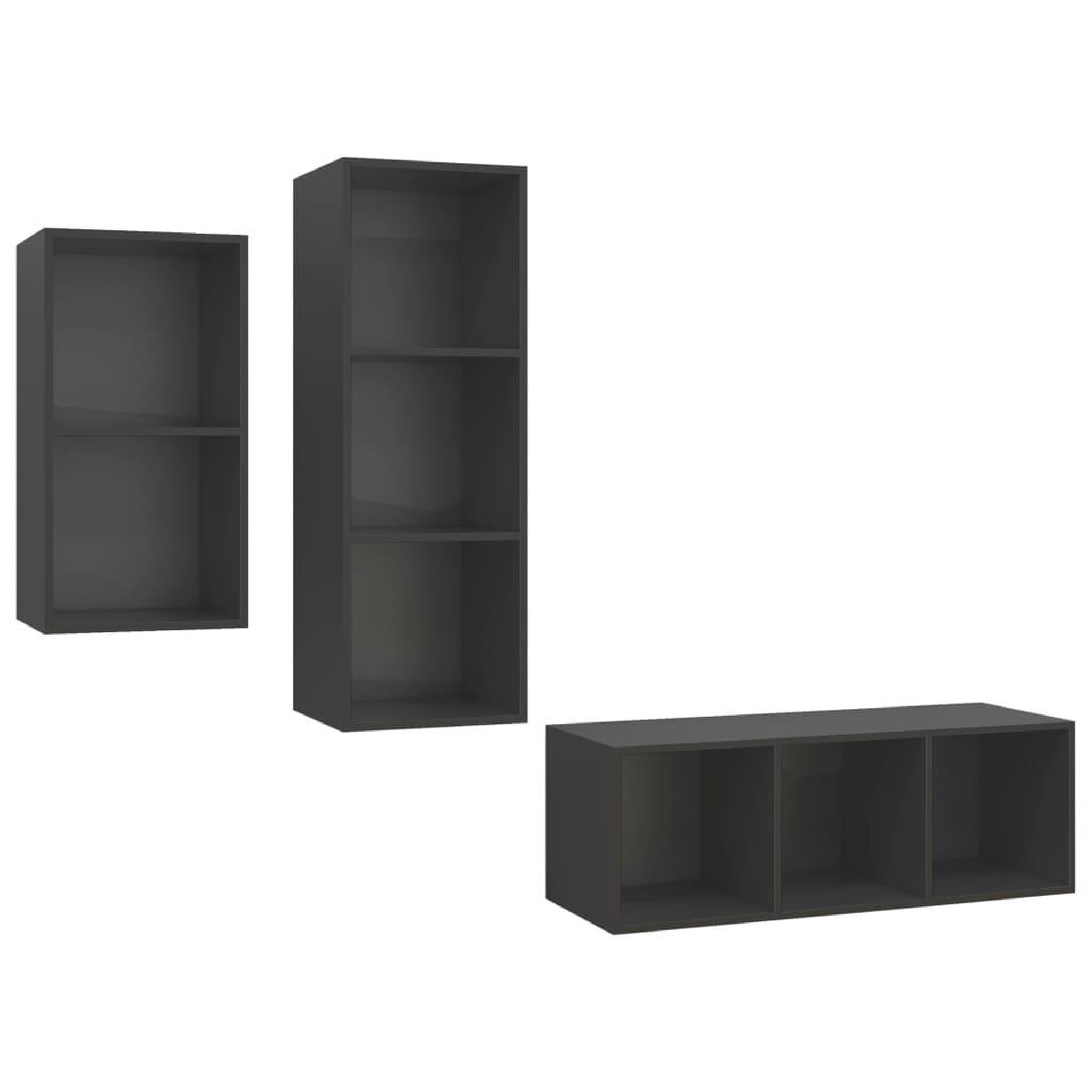 Voir la diapositive 2 : VIDAXL Ensemble de meubles TV 3 pcs Gris Bois d'ingenierie