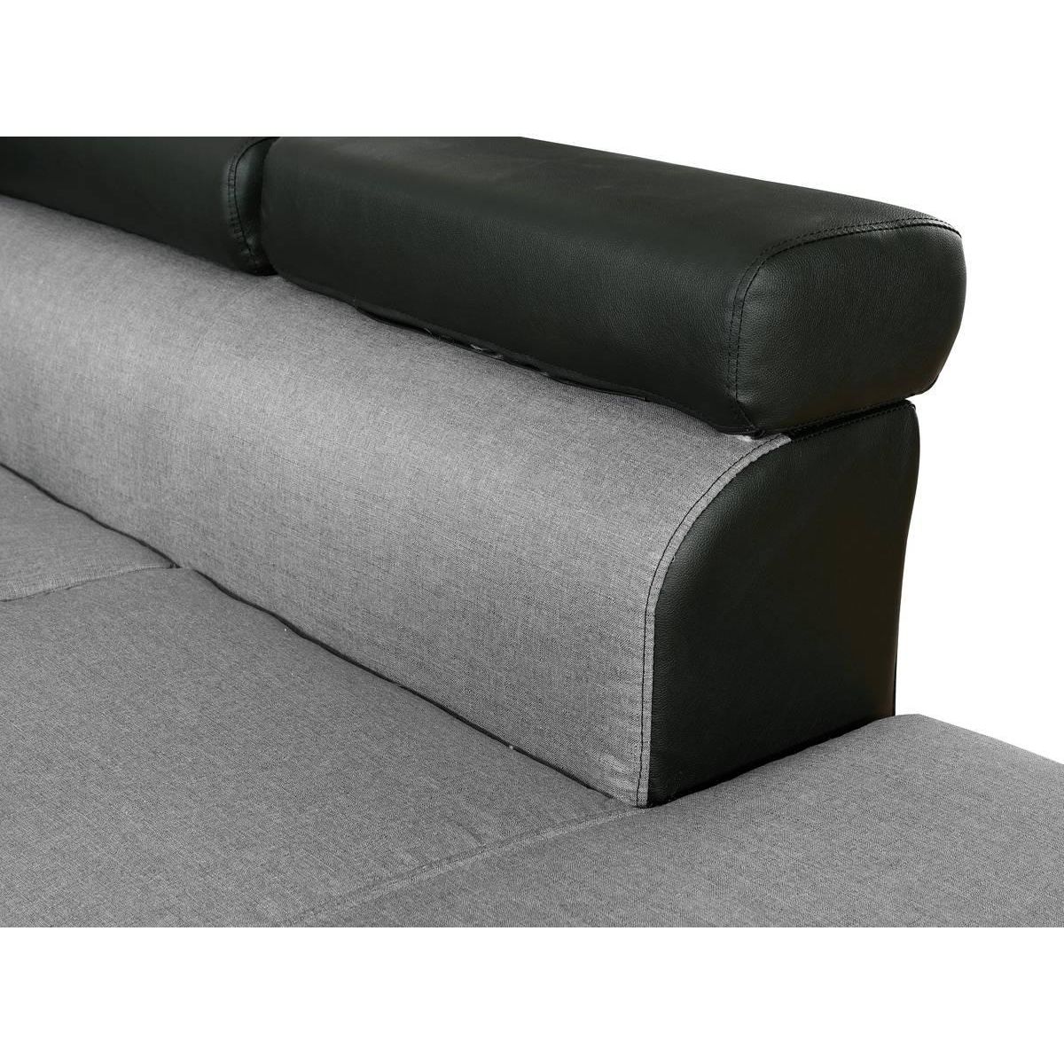 Habitat et Jardin Canapé d'angle convertible  Sophia luxe  - 265 x 190.5 x 80/91 cm - Noir / Gris - 5 places - Angle gauche